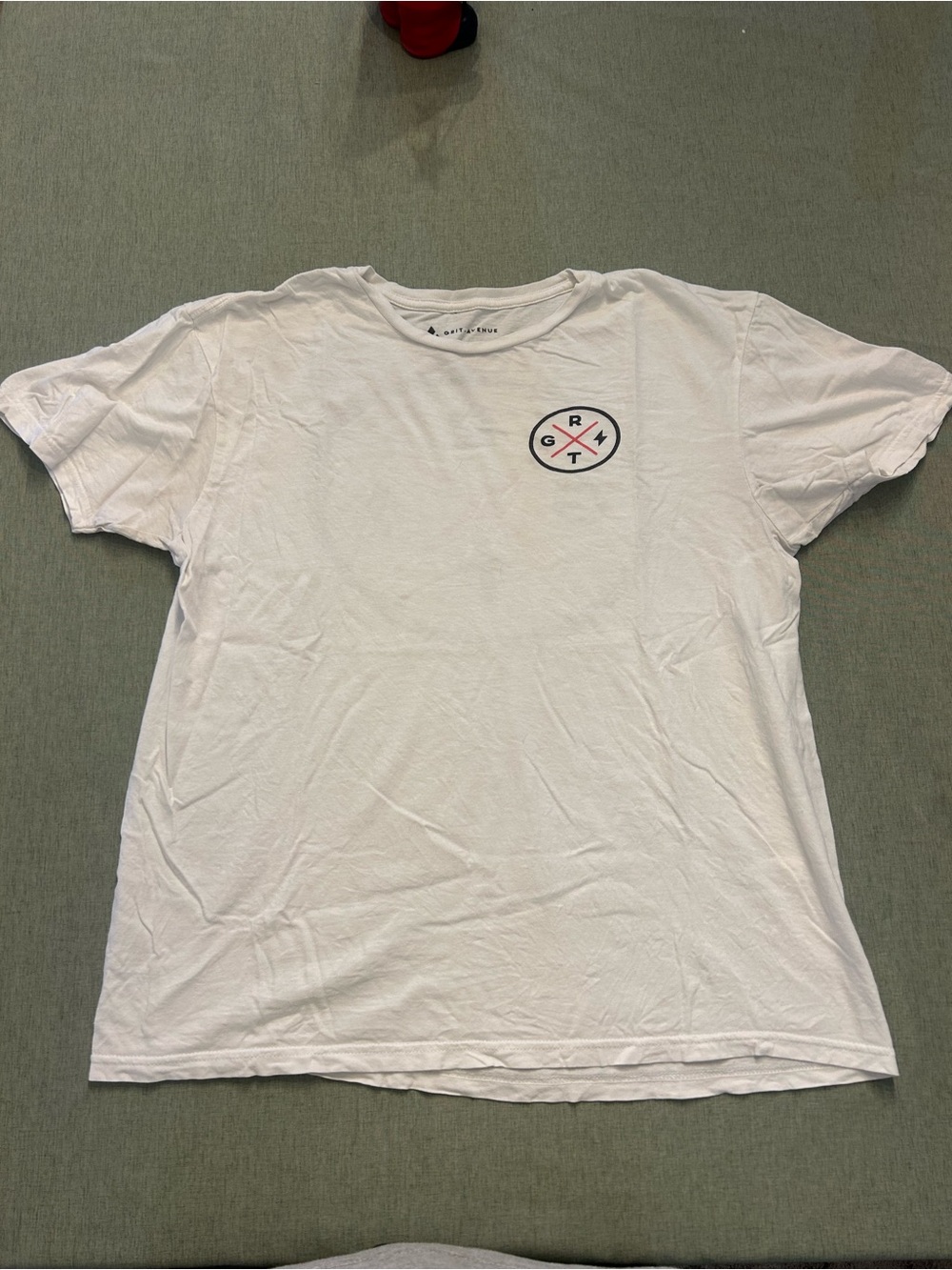 Grit Avenue White Logo Short Sleeve Crew Neck T-Shirt